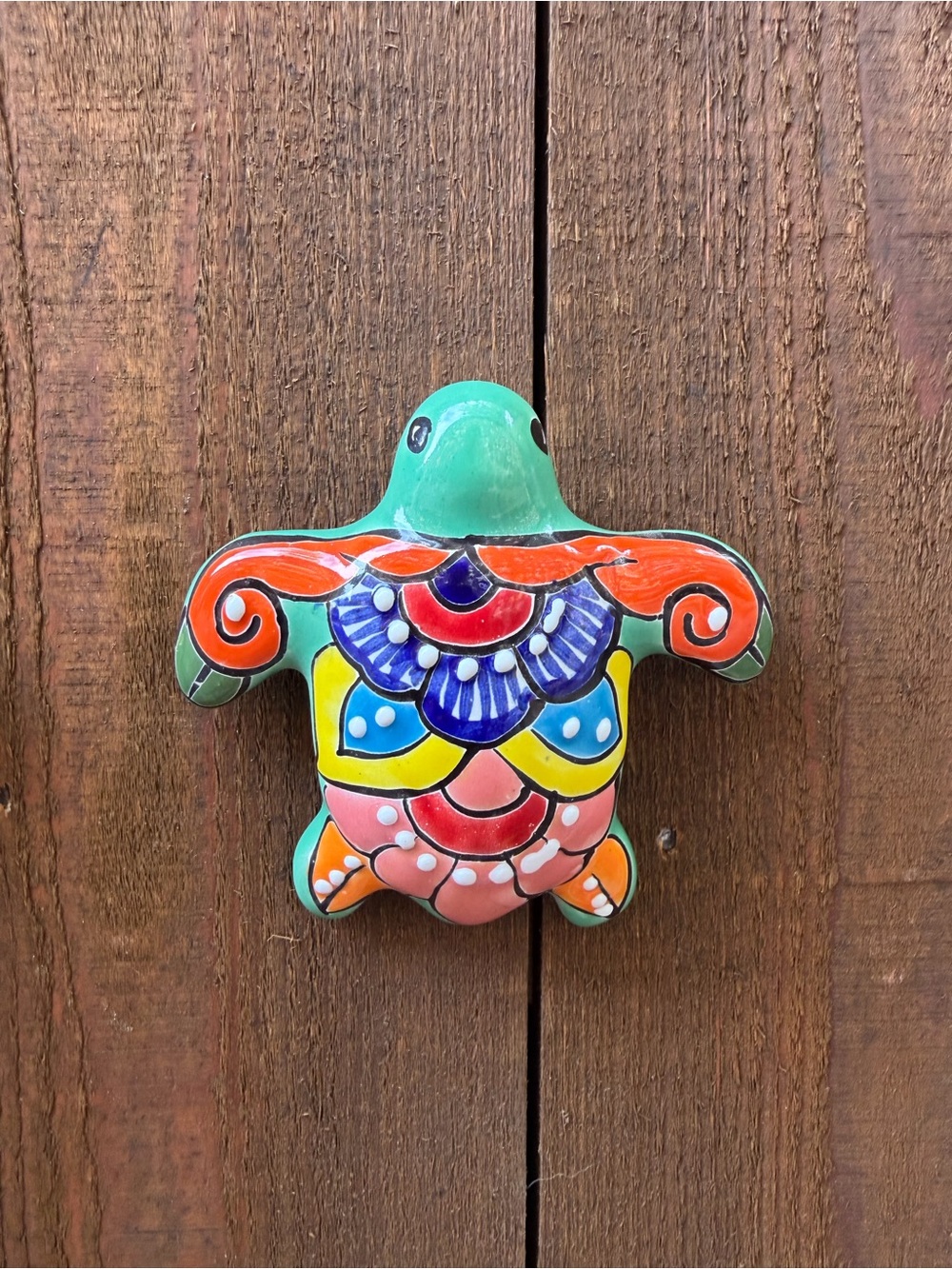 Hand-Painted Talavera Turtle Wall Art - Multi-Color